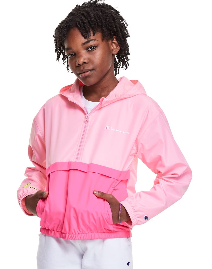 Champion Colorblock Windbreaker Smiley Face Jas Meisjes - Roze - Belgie 0482TUNSX